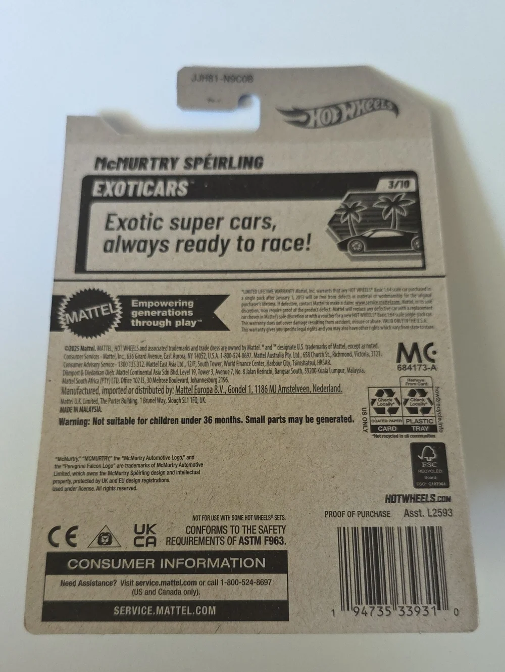 Hot Wheels Exoticars - Gordon Murray Automotive T.33Blue And McHurtry Sperling